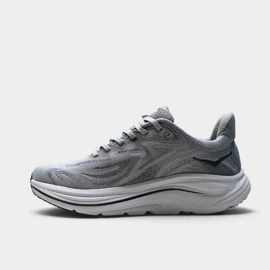 HOKA Clifton 10 Men's Road Running Shoes – Light Grey/Black