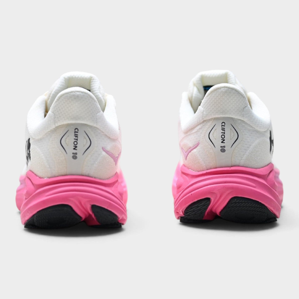 HOKA Clifton 10 Women’s Running Shoes – White / Fuchsia