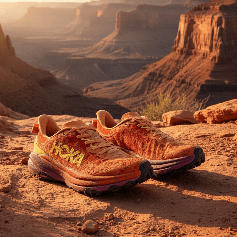 Hoka Speedgoat 6 Lightweight Cushioned Trail Running Shoes – High-Grip Outdoor Trainers – Orange