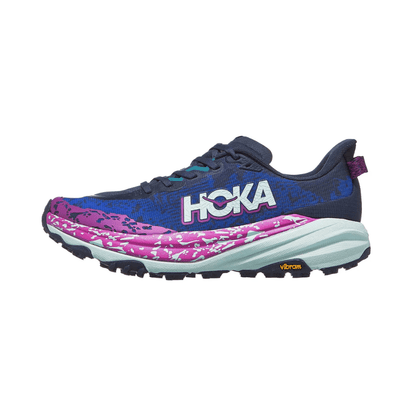 Hoka Speedgoat 6 Lightweight Cushioned Trail Running Shoes – High-Grip Outdoor Trainers – Blue / Pink