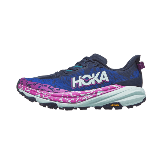 Hoka Speedgoat 6 Lightweight Cushioned Trail Running Shoes – High-Grip Outdoor Trainers – Blue / Pink