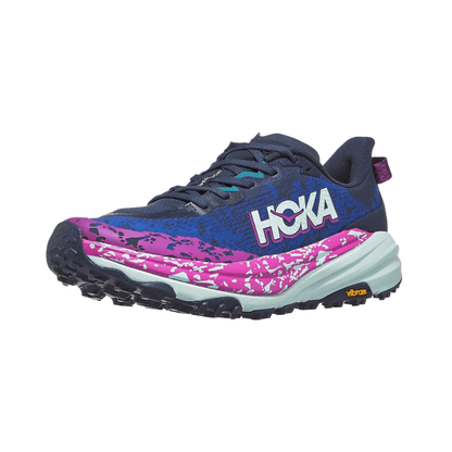 Hoka Speedgoat 6 Lightweight Cushioned Trail Running Shoes – High-Grip Outdoor Trainers – Blue / Pink