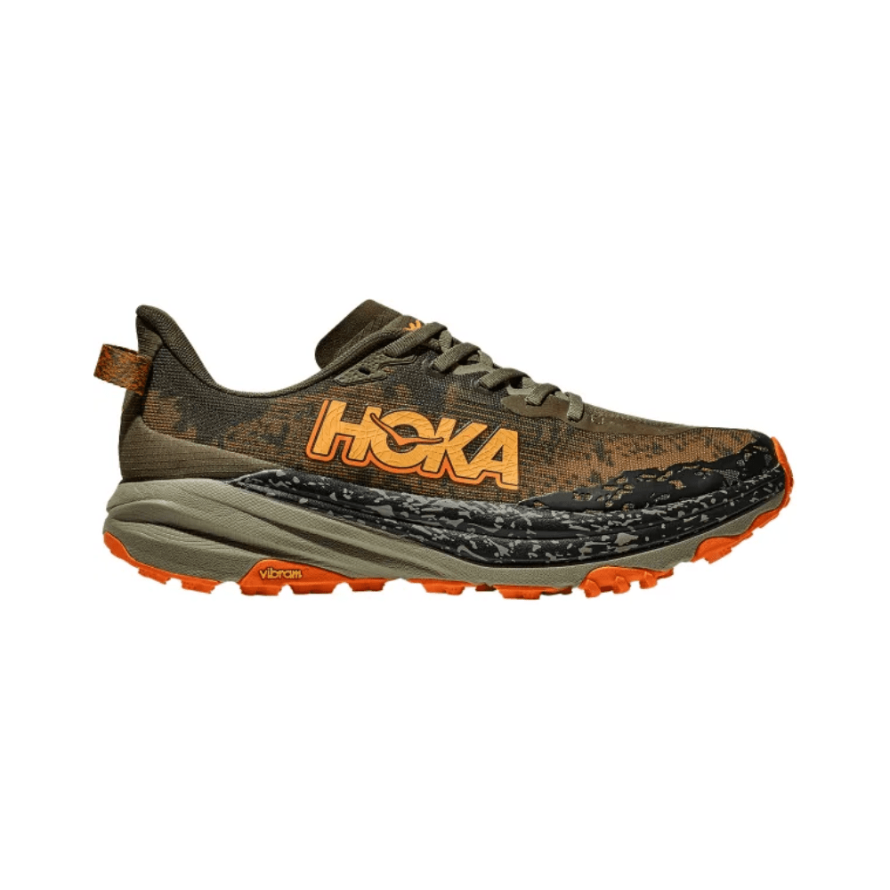 Hoka Speedgoat 6 Lightweight Cushioned Trail Running Shoes – High-Grip Outdoor Trainers – Olive / Squash