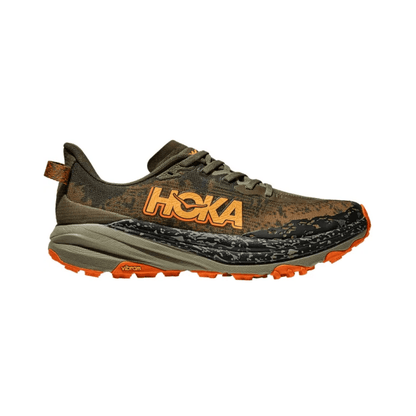 Hoka Speedgoat 6 Lightweight Cushioned Trail Running Shoes – High-Grip Outdoor Trainers – Olive / Squash