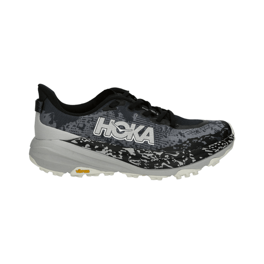 Hoka Speedgoat 6 Lightweight Cushioned Trail Running Shoes – High-Grip Outdoor Trainers – Black / Gray