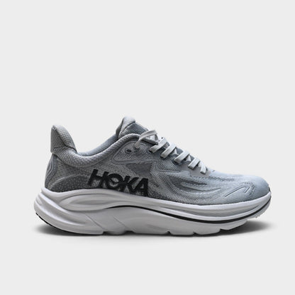HOKA Clifton 10 Men's Road Running Shoes – Light Grey/Black