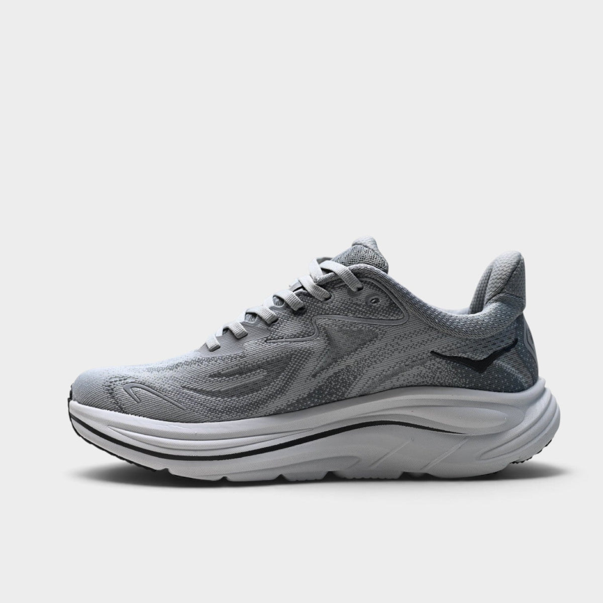 HOKA Clifton 10 Men's Road Running Shoes – Light Grey/Black