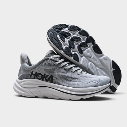HOKA Clifton 10 Men's Road Running Shoes – Light Grey/Black
