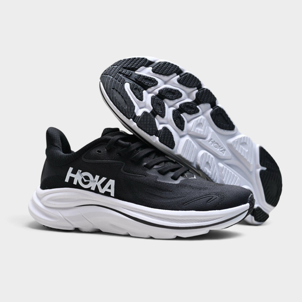 HOKA Clifton 10 Men's Road Running Shoes – Black/White