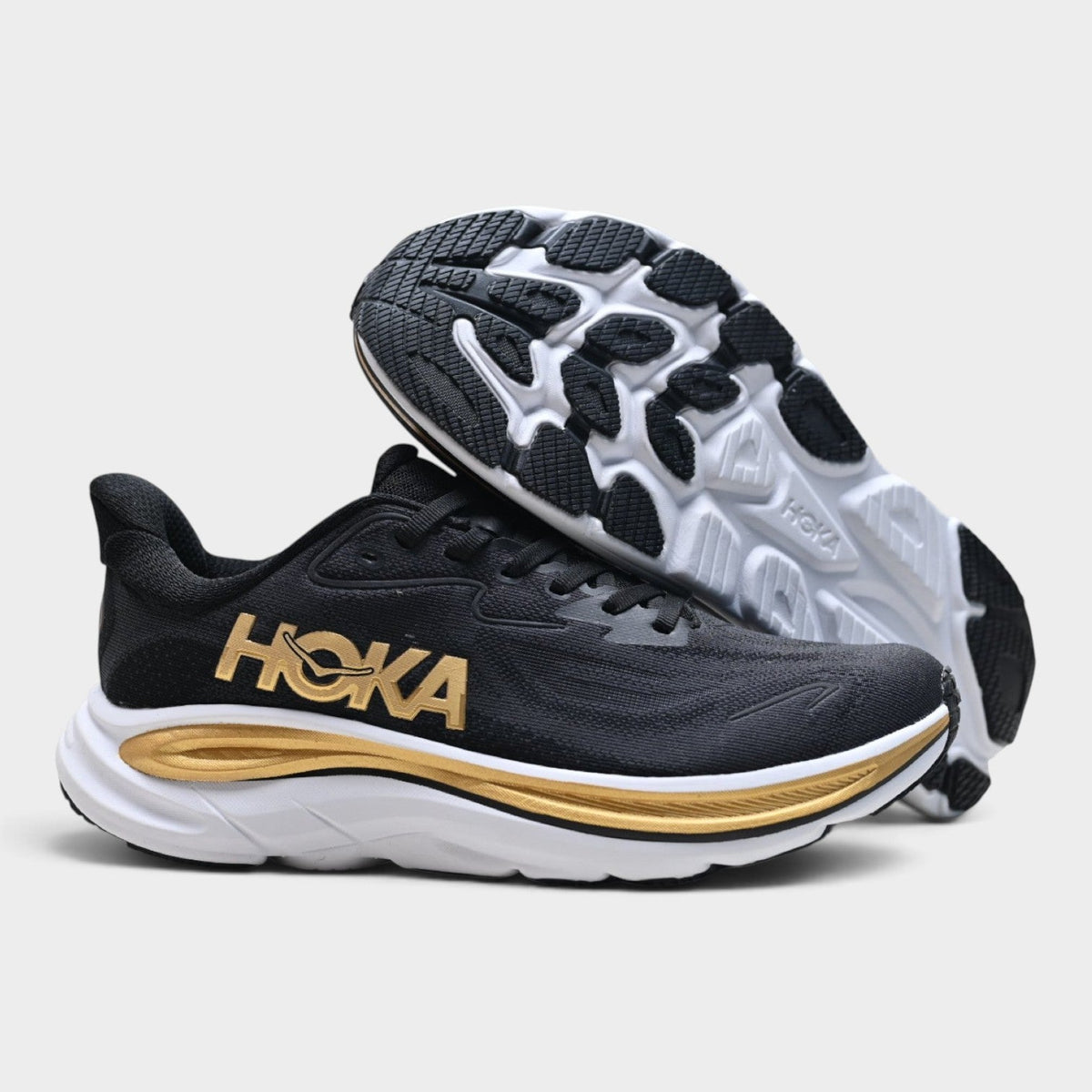 HOKA Clifton 10 Men's Road Running Shoes – Black/Gold