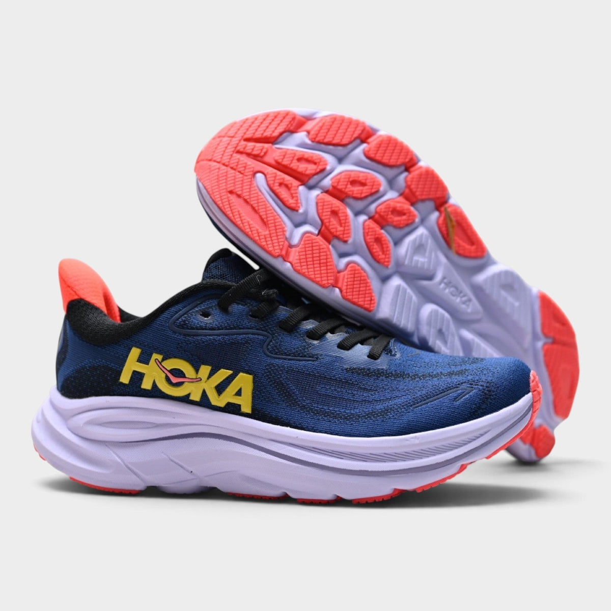 HOKA Clifton 10 Women’s Running Shoes – Navy / Coral