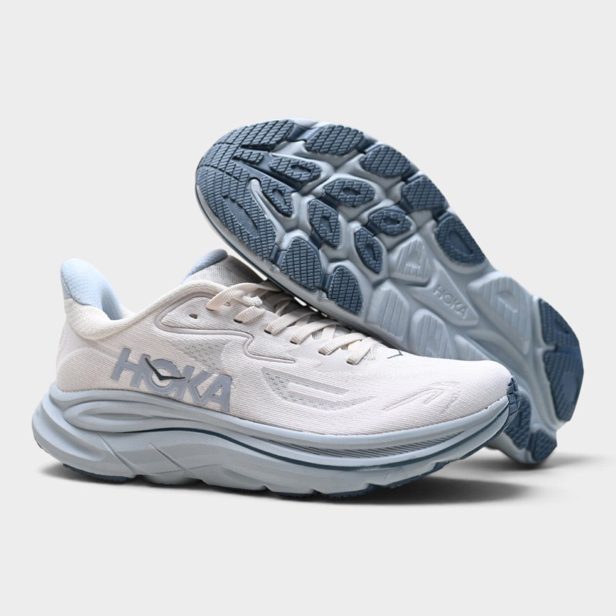HOKA Clifton 10 Women’s Running Shoes – White / Grey