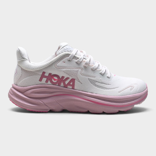 HOKA Clifton 10 Women’s Running Shoes – White / Pink