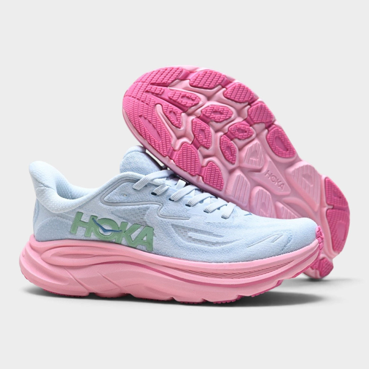 HOKA Clifton 10 Women’s Running Shoes – Blue / Pink