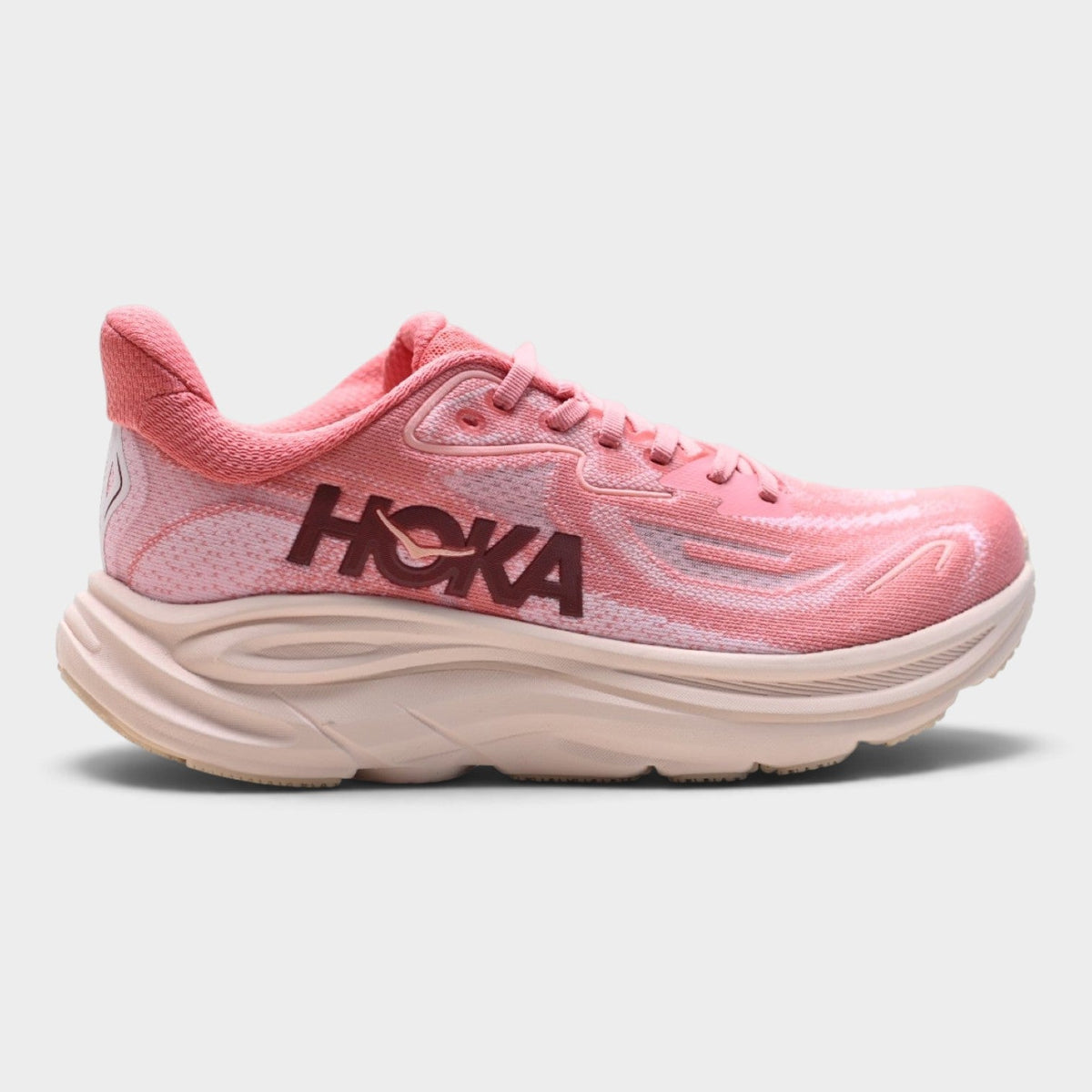 HOKA Clifton 10 Women’s Running Shoes – Coral / Cream