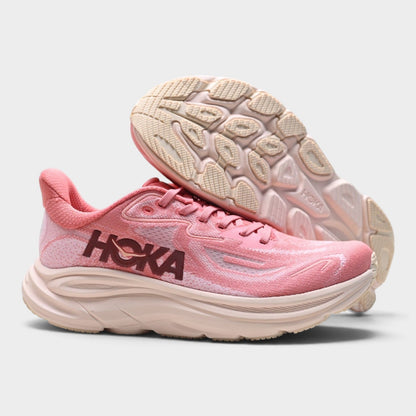 HOKA Clifton 10 Women’s Running Shoes – Coral / Cream