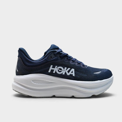 HOKA Bondi 9 Men’s Cushioned Road Running Shoes – Navy / White
