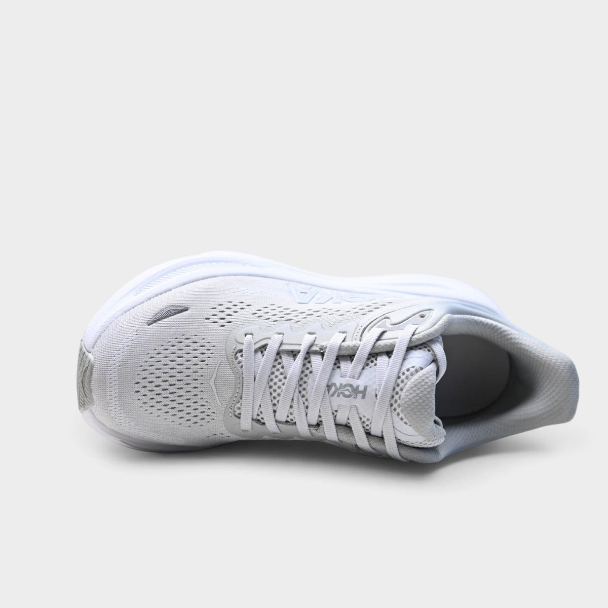 HOKA Bondi 9 Men’s Cushioned Road Running Shoes – Light Grey / White