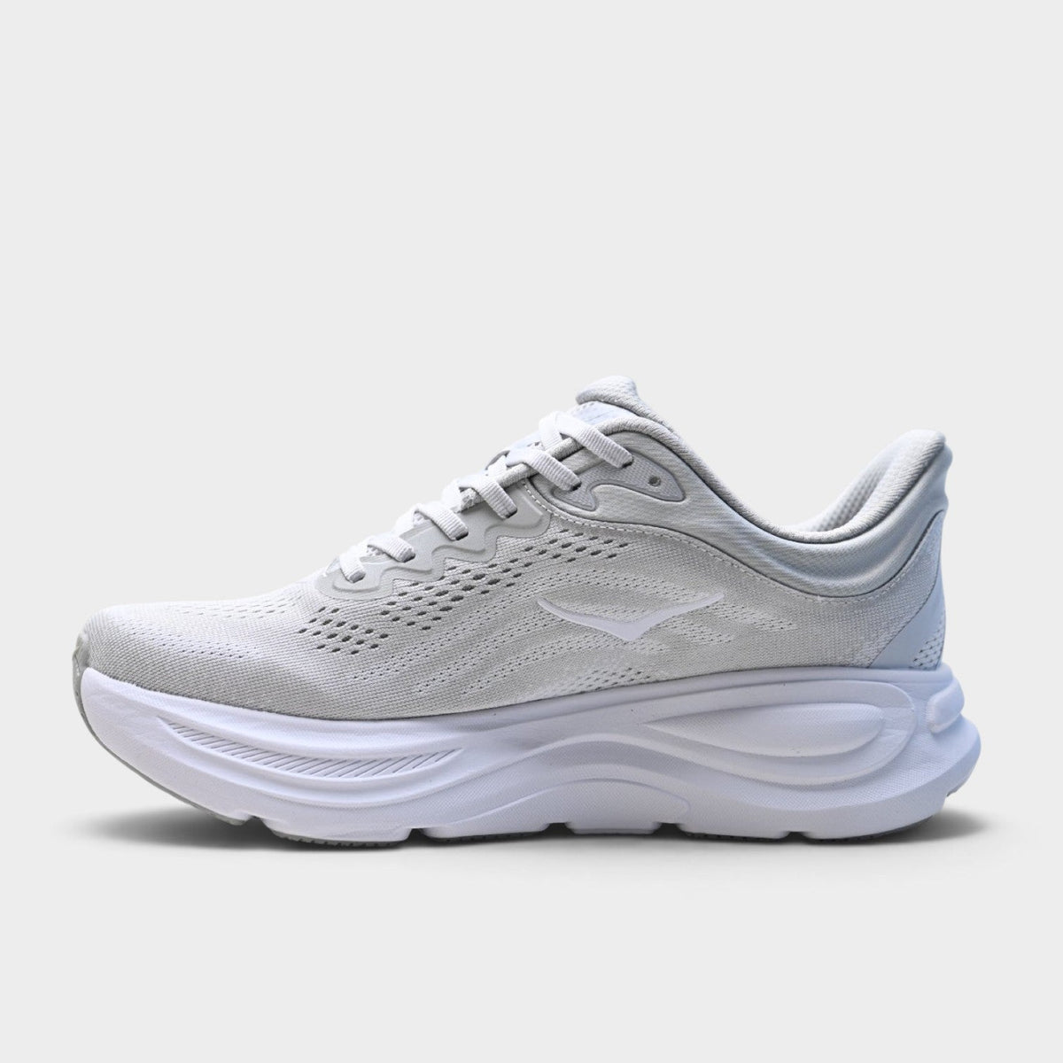 HOKA Bondi 9 Men’s Cushioned Road Running Shoes – Light Grey / White