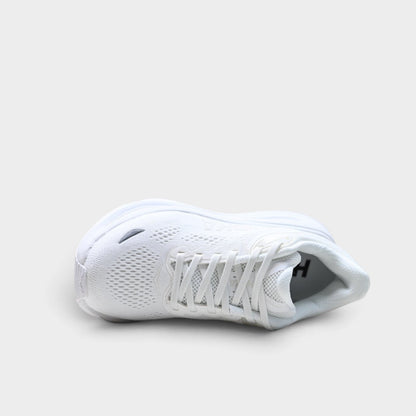 HOKA Bondi 9 Men’s Cushioned Road Running Shoes – Triple White