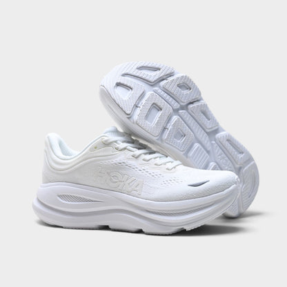 HOKA Bondi 9 Men’s Cushioned Road Running Shoes – Triple White