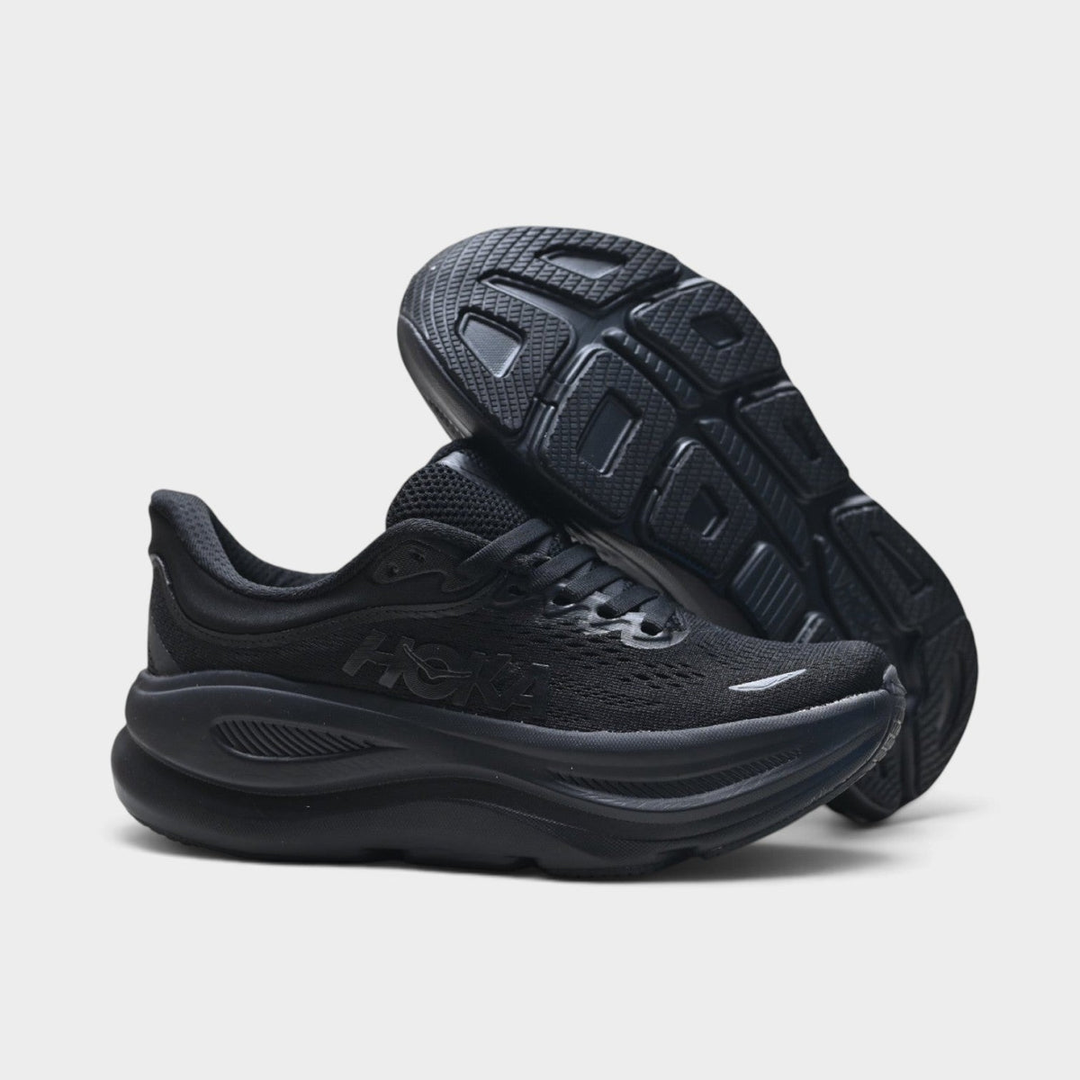 HOKA Bondi 9 Men’s Cushioned Road Running Shoes – Triple Black