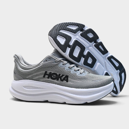 HOKA Bondi 9 Men’s Cushioned Road Running Shoes – Grey / Black