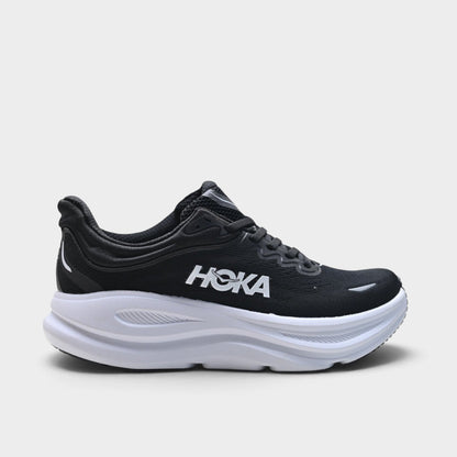 HOKA Bondi 9 Men’s Cushioned Road Running Shoes – Black / White