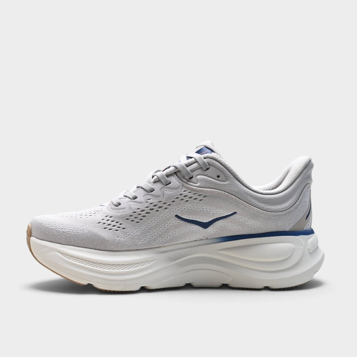 HOKA Bondi 9 Men’s Cushioned Road Running Shoes – White / Navy