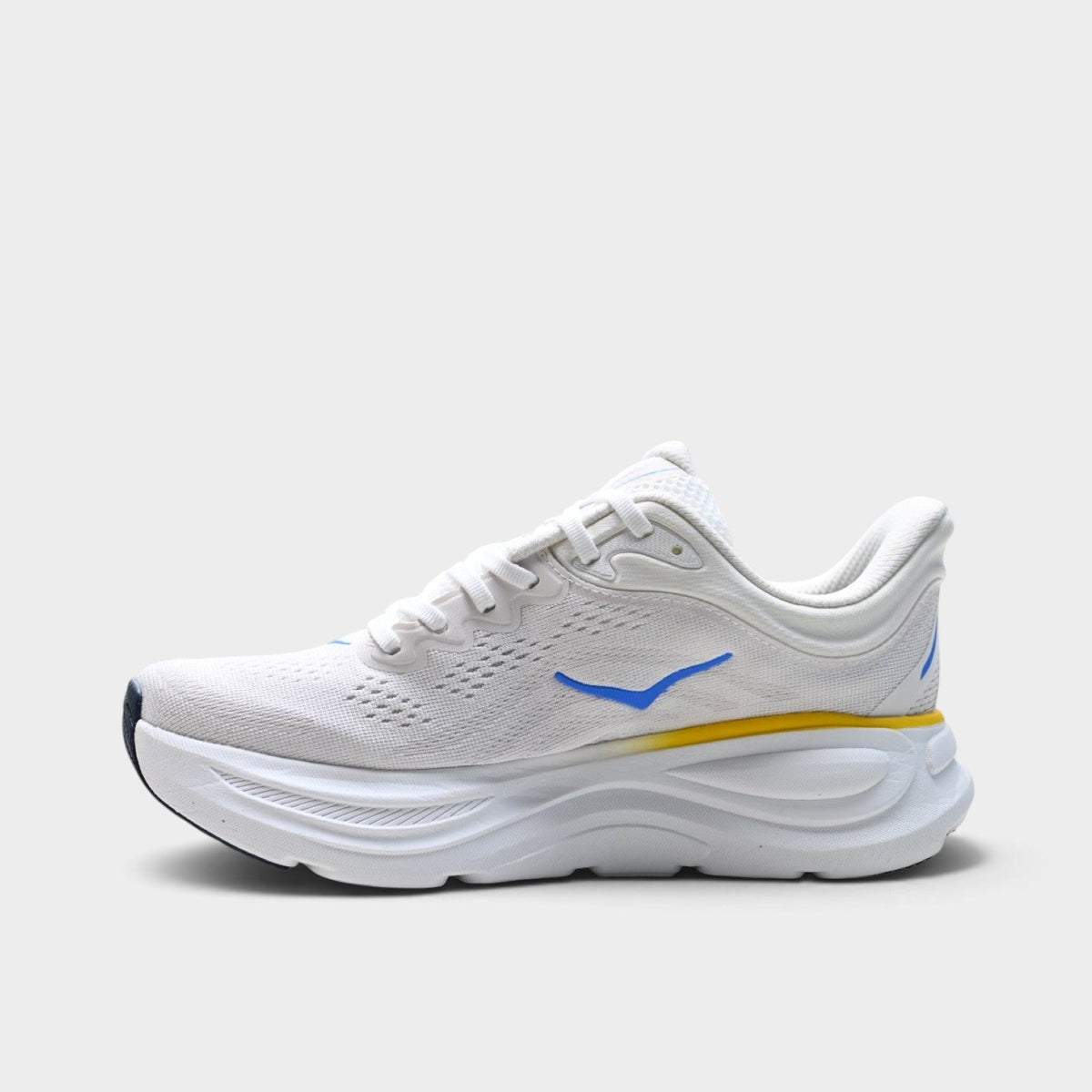 HOKA Bondi 9 Men’s Cushioned Road Running Shoes – White / Yellow