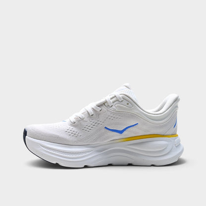 HOKA Bondi 9 Men’s Cushioned Road Running Shoes – White / Yellow
