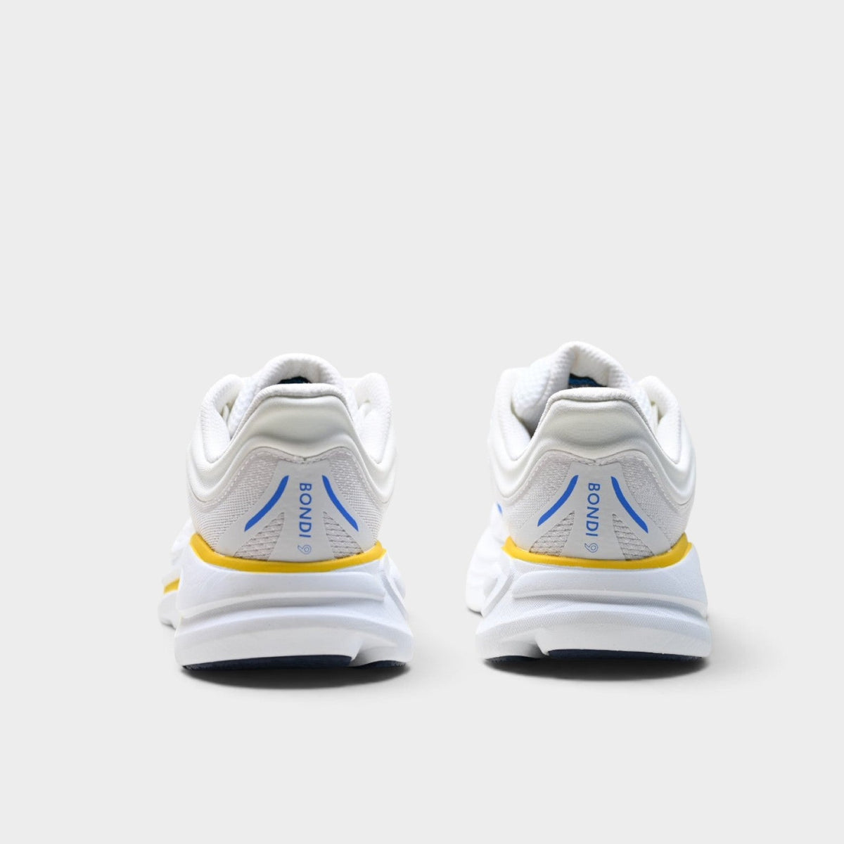 HOKA Bondi 9 Men’s Cushioned Road Running Shoes – White / Yellow