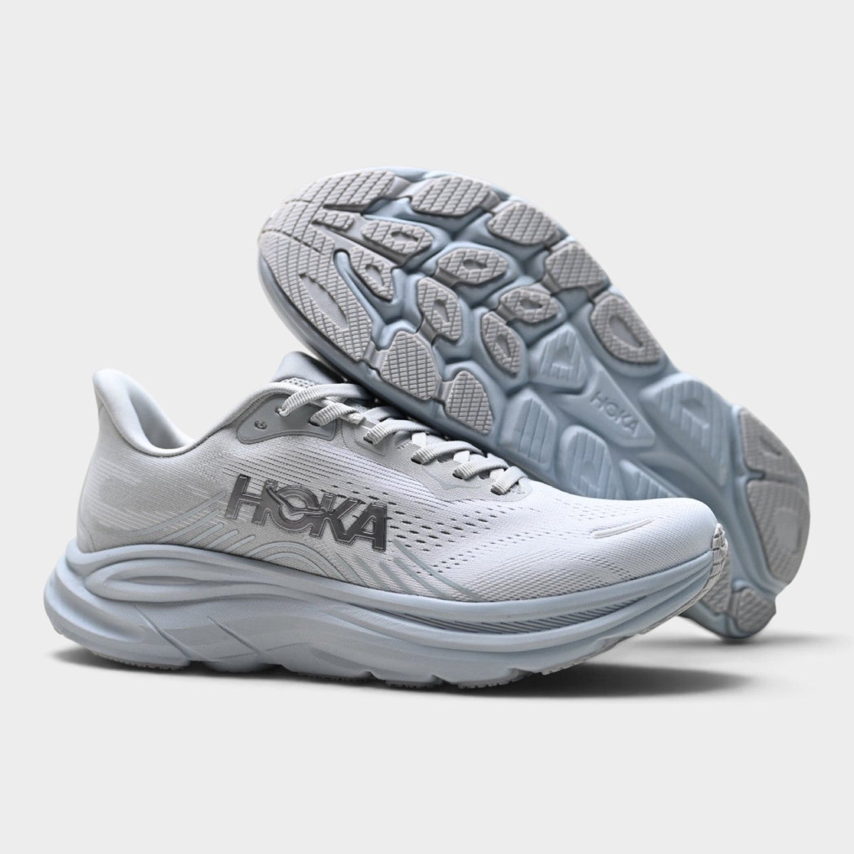 HOKA Clifton 11 Men’s Road Running Shoes – Silver / Grey
