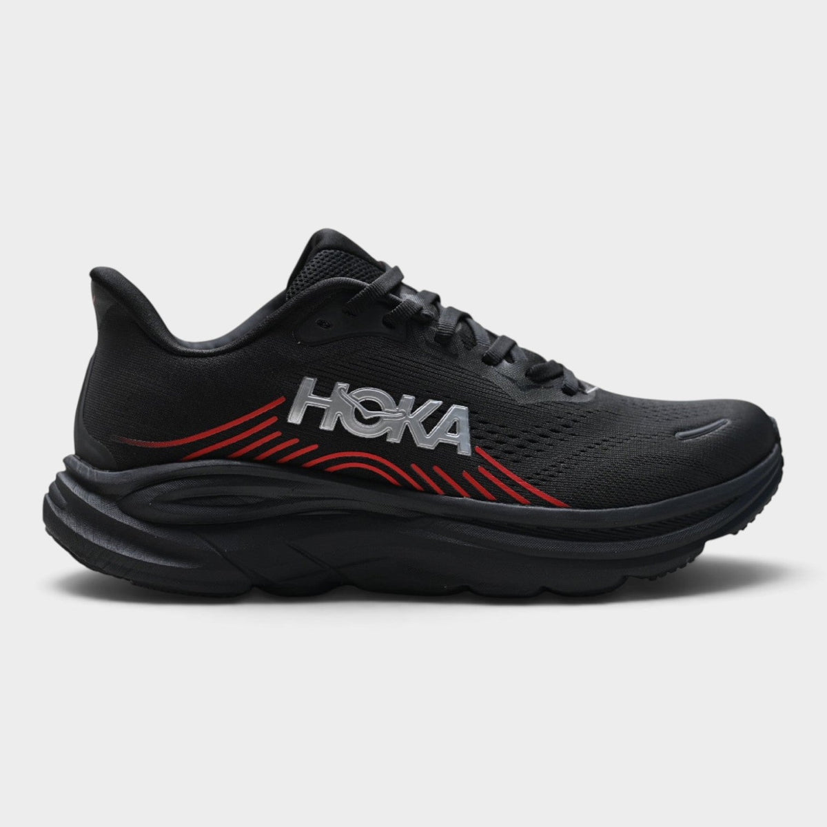 HOKA Clifton 11 Men’s Road Running Shoes – Black / Red