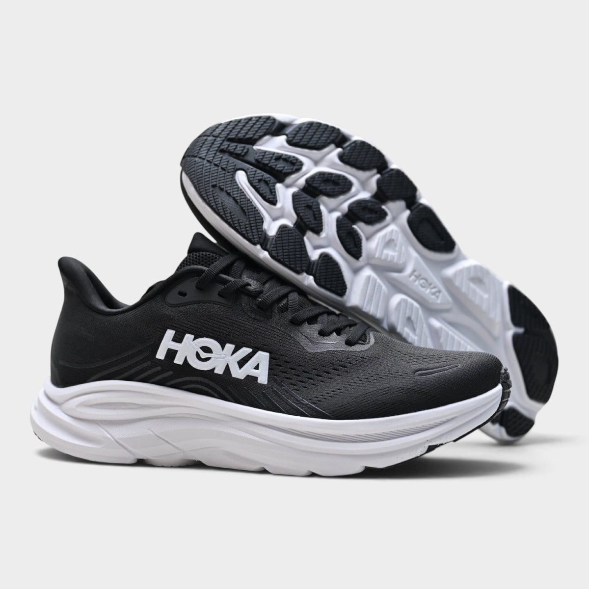 HOKA Clifton 11 Men’s Road Running Shoes – Black / White