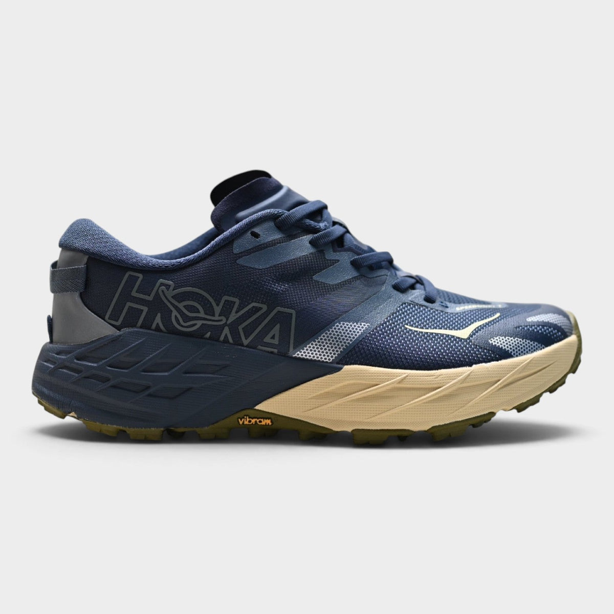 HOKA Speedgoat 7 Men’s Trail Running Shoes – Varsity Navy / Barley Flour