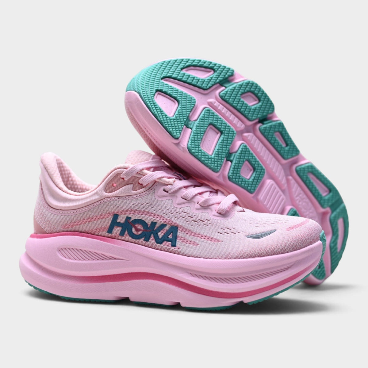 HOKA Bondi 9 Women’s Running Shoes – Pink / Navy