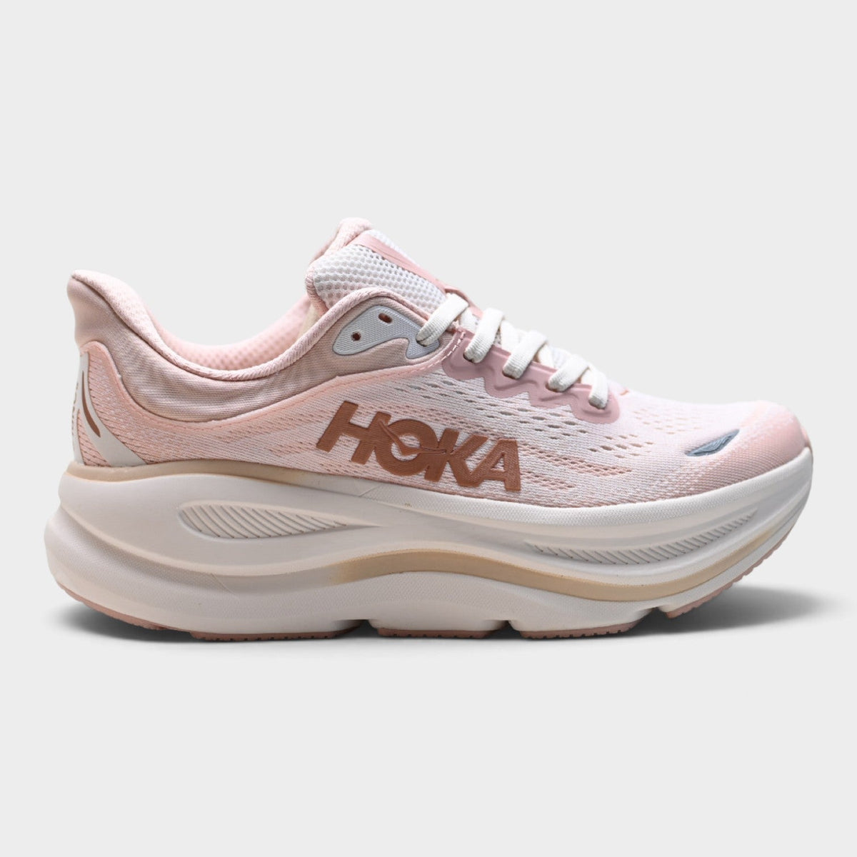 HOKA Bondi 9 Women’s Running Shoes – Blush / Cream