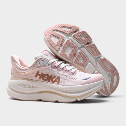 HOKA Bondi 9 Women’s Running Shoes – Blush / Cream