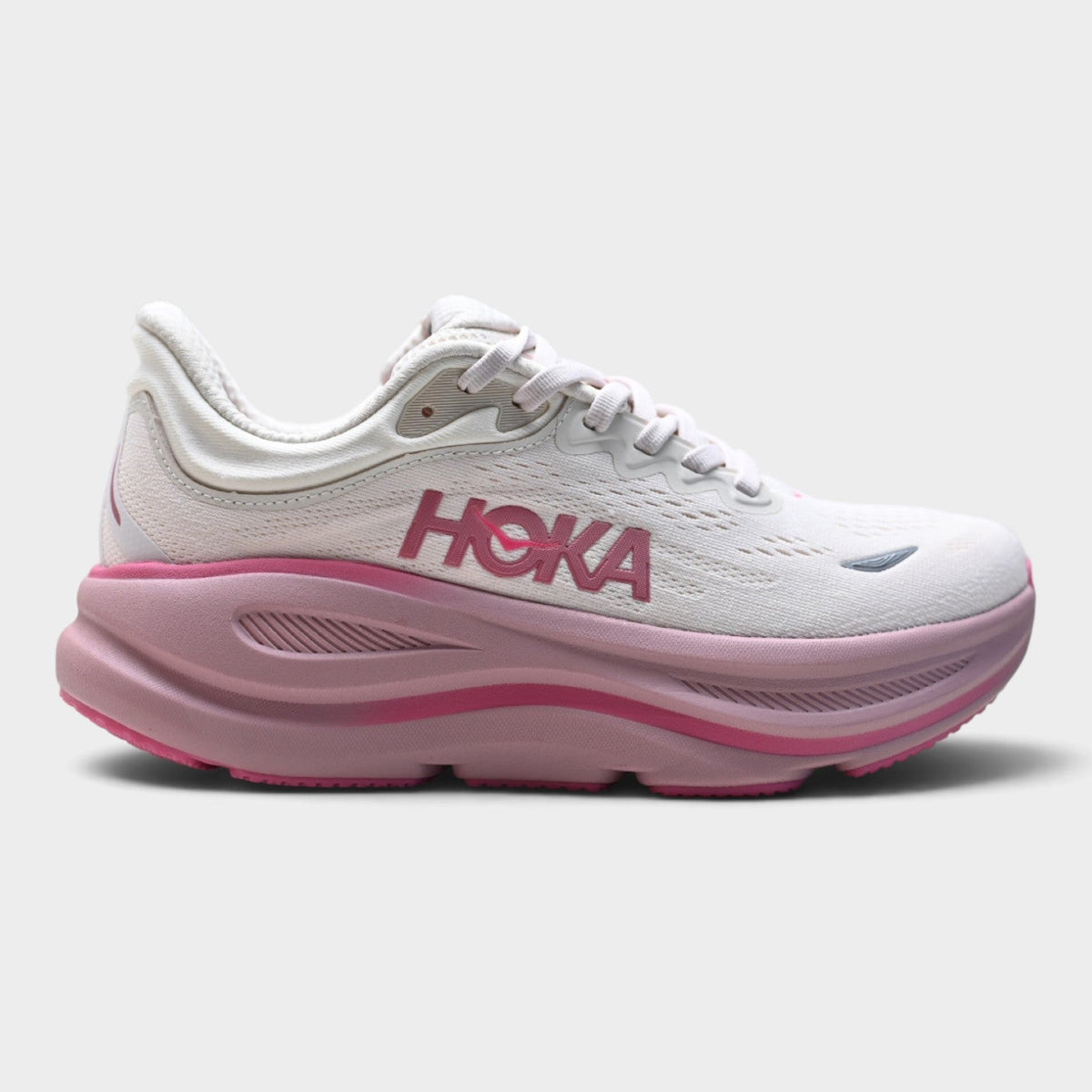 HOKA Bondi 9 Women’s Running Shoes – White / Pink
