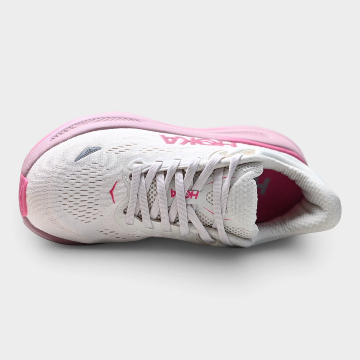 HOKA Bondi 9 Women’s Running Shoes – White / Pink