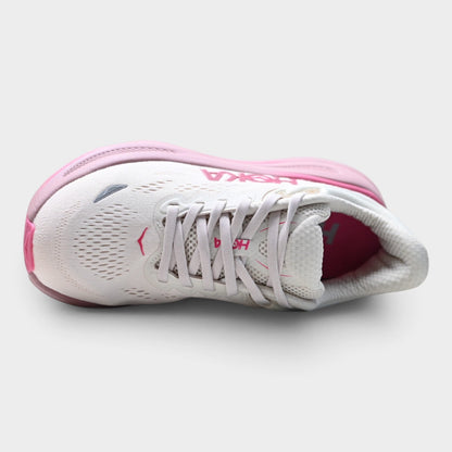 HOKA Bondi 9 Women’s Running Shoes – White / Pink