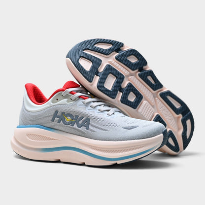 HOKA Bondi 9 Women’s Running Shoes – Blue / Coral