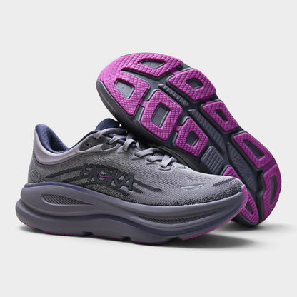 HOKA Bondi 9 Women’s Running Shoes – Grey / Navy