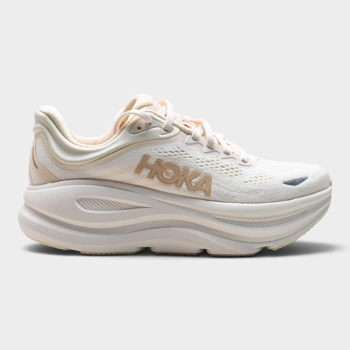 HOKA Bondi 9 Women’s Running Shoes – Cream / Beige