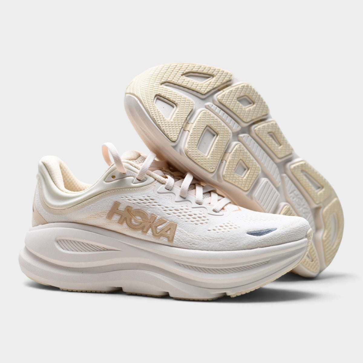 HOKA Bondi 9 Women’s Running Shoes – Cream / Beige