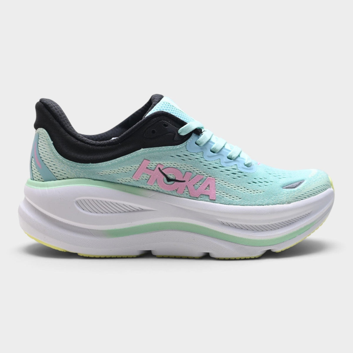 HOKA Bondi 9 Women’s Running Shoes – Mint / Pink