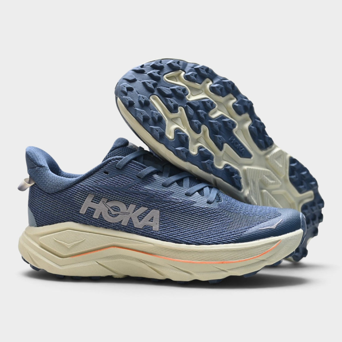 HOKA Challenger 8 Men's Trail Running Shoes – Sky Blue/Coral
