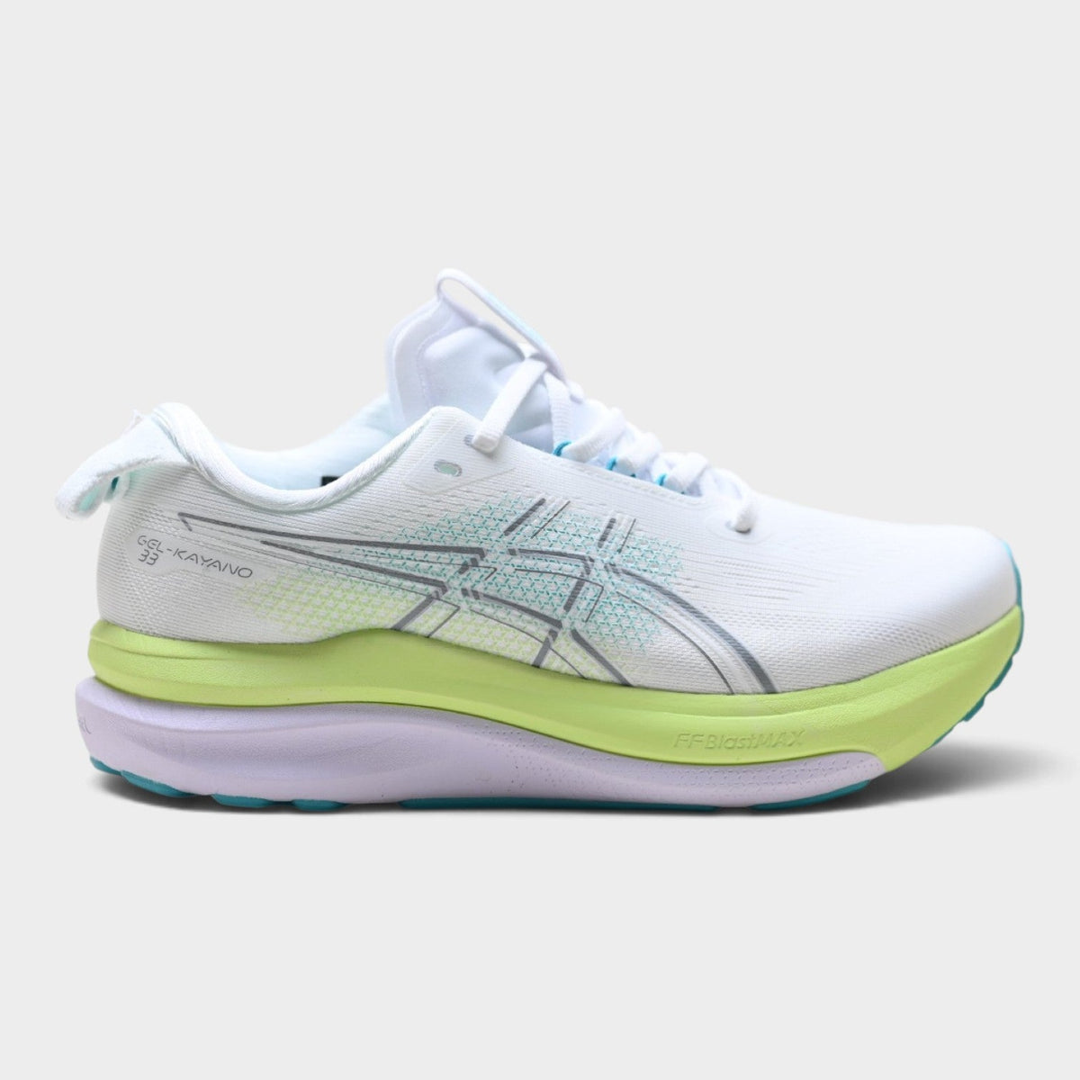 ASICS GEL-KAYANO 33 Men's Running Shoes – White/Energy Aqua