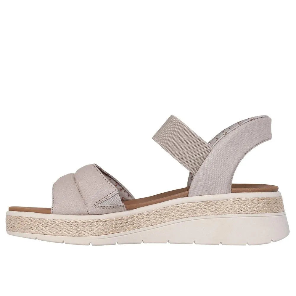Skechers 114413 BOBS Sun Ray Ladies Taupe Textile Vegan Elasticated Sandals